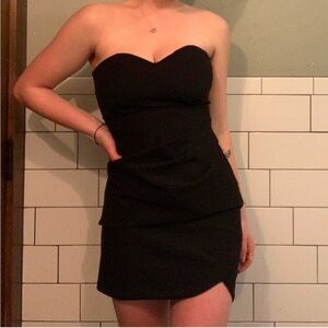 She + Sky black strapless mini dress